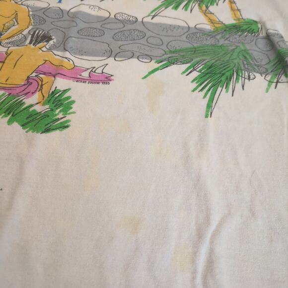 VTG Ocean Pacific OP Men Large Shirt Surf AOP Beach Palm Tree Cali USA 90s - Picture 2 of 10